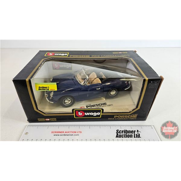 Burago Die-Cast : Porsche 356B Cabriolet (1961) (Scale 1:18) (Box Measures: 5"H x 12"W x 7-1/2"D)
