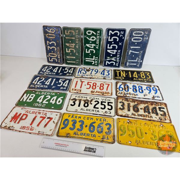 Alberta Lic Plates (17) : 1960's & 1970's (Note: One Matching Set) (All 6" x 12")