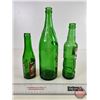 Image 3 : Ginger Ale Bottles (3) (Green) : Gurd's ; High-n-Dry & Lethbridge (Tallest Measures: 11-3/4"H)