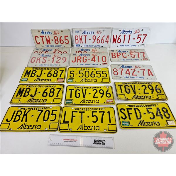 Alberta Lic Plates (17) : Yellow/Black & White/Red (Note: Three Matching Sets) (All 6" x 12")