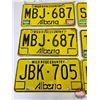 Image 7 : Alberta Lic Plates (17) : Yellow/Black & White/Red (Note: Three Matching Sets) (All 6" x 12")