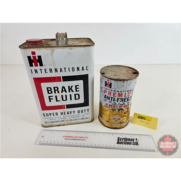 IH Combo (2):  - Brake Fluid Tin (10-1/4"H) - Anti-Freeze Can