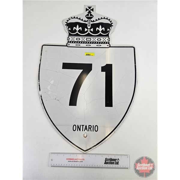 Single Side Hwy Sign (Aluminum) : 71 ONTARIO (28-1/2" x 18")