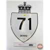 Image 1 : Single Side Hwy Sign (Aluminum) : 71 ONTARIO (28-1/2" x 18")