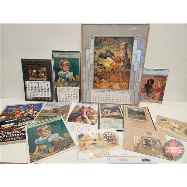Collector Combo ~ Vintage Calendars & Calendar Toppers (Large Variety) (13) (Largest Measures: 35" x