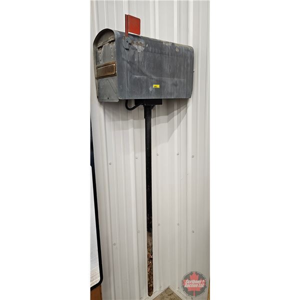 Galvanized Mailbox on Steel Pole  (Total Measures with Pole : 72"H)