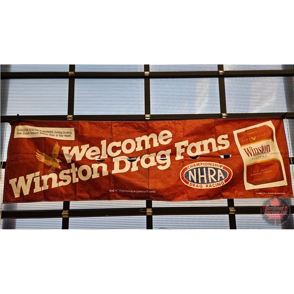 Large Banner "Welcome Winston Drag Fans" : Winston c.1988 : NHRA CHAMPIONSHIP DRAG RACING (41"H x 14