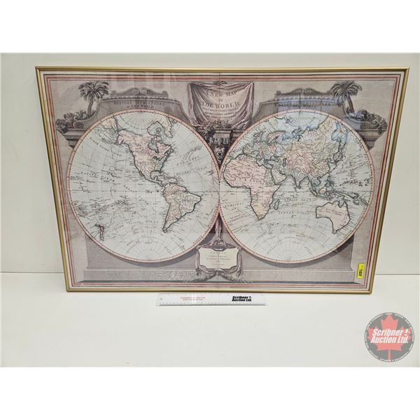 Framed Print : "A New Map of the World with Captain Cook's Tracks, His Discoveries and Those Of The