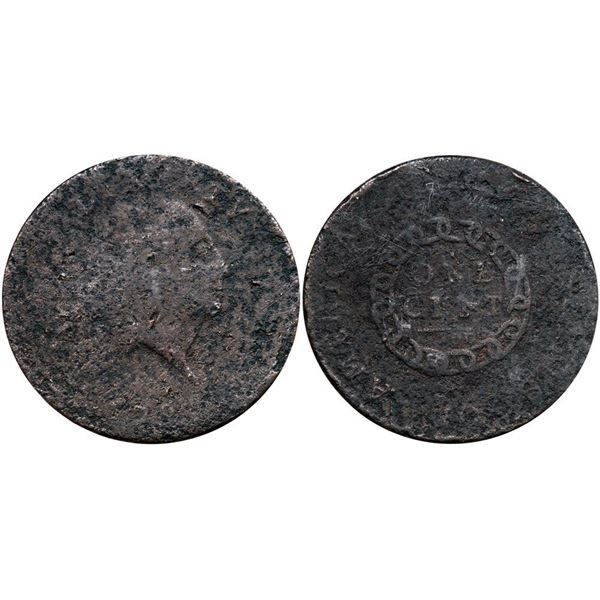 1793 S-3 R-4+ AMERICA Chain Cent PCGS VG Details (Env. Damage)