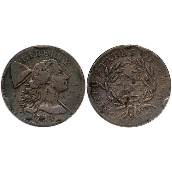 1794 S-54 R-3 ANACS VF20 Details (Graffiti, Rim Bumps, Corroded)
