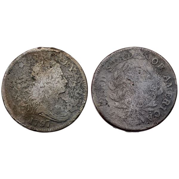 Pair of 1797 S-134 R-4 Draped Bust Cents