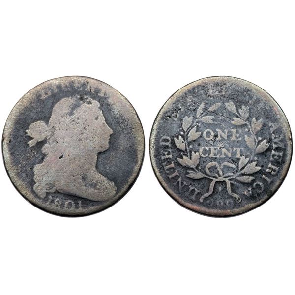 Pair of 1801 S-219 3 Error Rev Draped Bust Cents