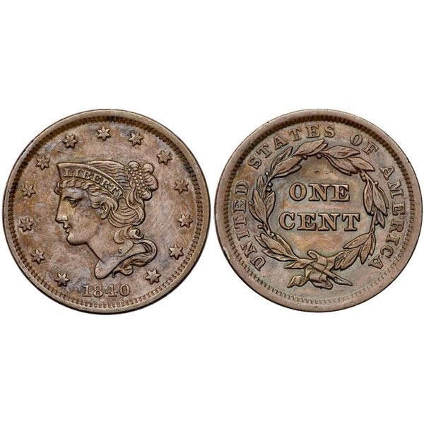 Pair of Petite Head Cents 1840 & 1842 Grading VF25