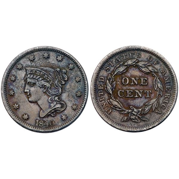 Trio of Petite Head Cents 1840 & 1843 grading VF20