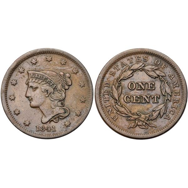 Pair of Petite Head Cents, 1841 & 1842, grading VF20