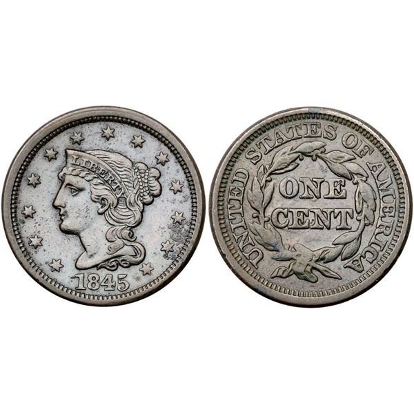 Trio of 1845 Cents grading VF25