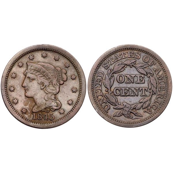 Group of Five 1845 & 1846 Cents grading F15