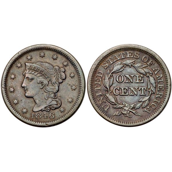 Group of Five 1846 & 1847 Cents grading F15