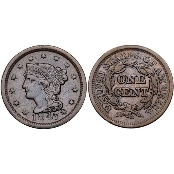 Pair of 1847 Cents with Rim Cuds