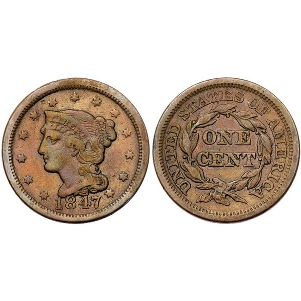 Quartet of 1847 & 1848 Cents, all Scarce to Rare Varieties