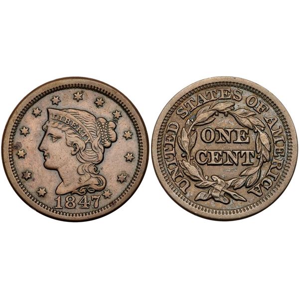 Trio of 1847-1850 Cents grading VF30