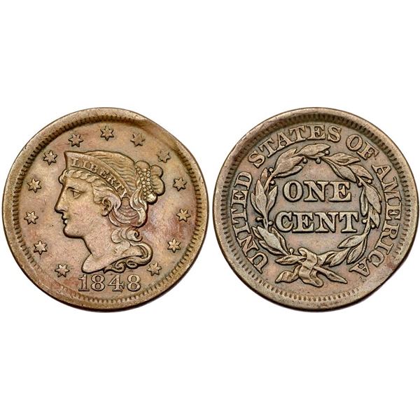 Trio of 1848 Cents with Rim Cuds