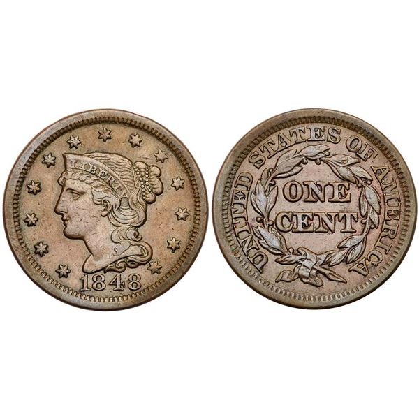 Trio of 1848 Cents grading VF25