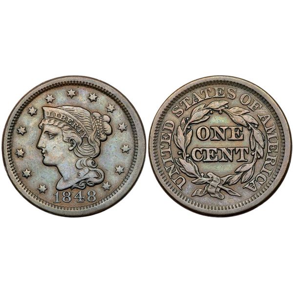 Trio of 1848 Cents grading VF25