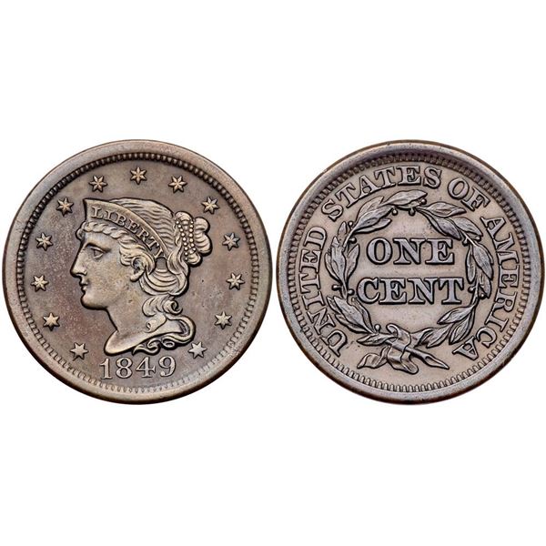 Trio of 1849 Cents grading VF30 to VF35