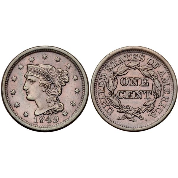 Pair of 1849 & 1850 Cents grading EF45