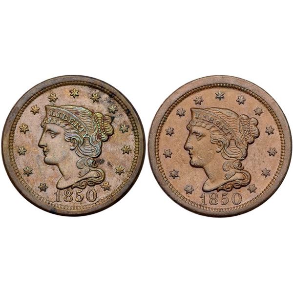 Pair of 1850 Cents grading EF40