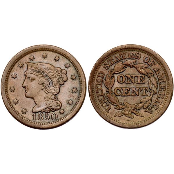 Trio of 1850 Cents grading VF25