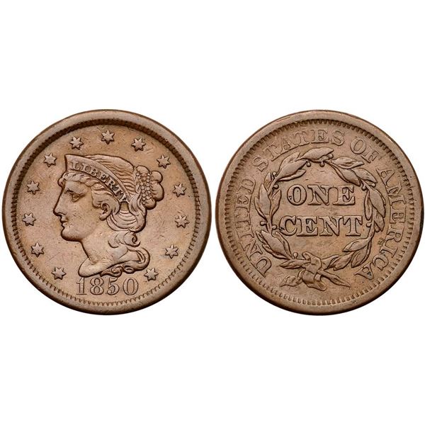 Trio of 1850 & 1851 Cents grading VF25