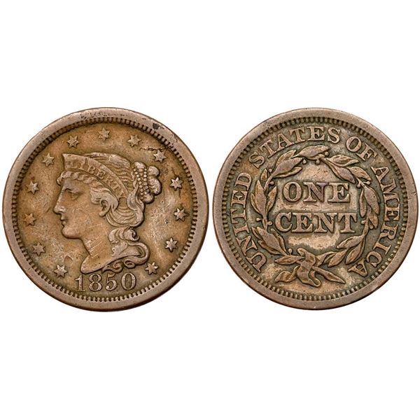 Group of Five 1850 & 1851 Cents grading F15