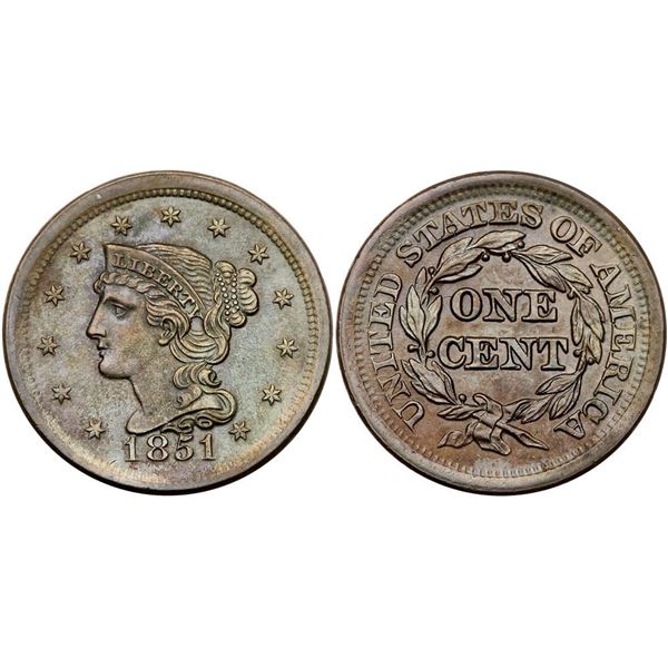 1851 N-6 R1 Repunched 1's AU58