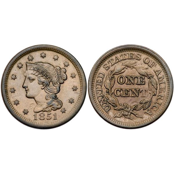 Pair of 1851 Cents grading EF45