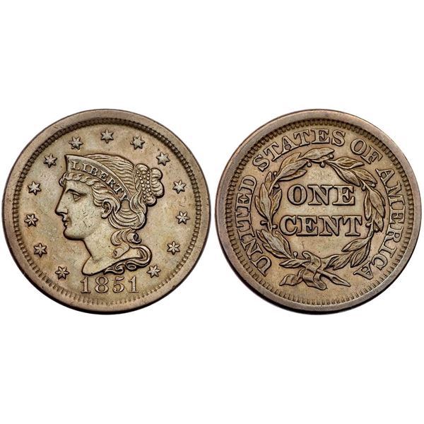 Pair of 1851 Cents grading EF45