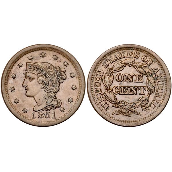 Pair of 1851 Cents grading EF40 to EF45