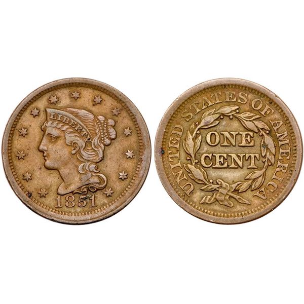 Trio of 1851 Cents grading VF30 to VF35