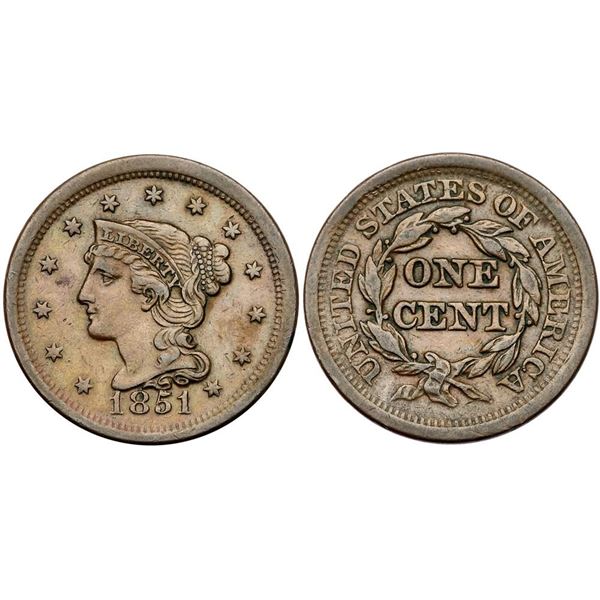 Trio of 1851 Cents grading VF25