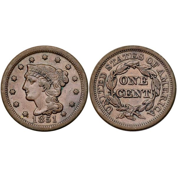 Trio of 1851 Cents grading VF25