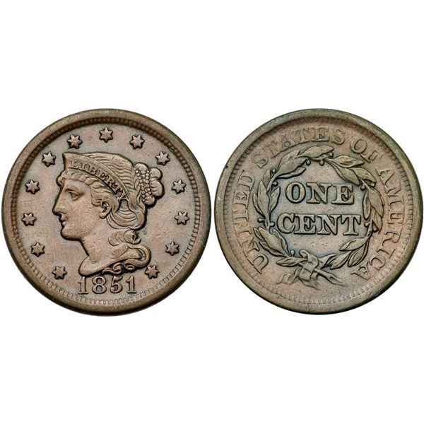 Trio of 1851 Cents grading VF25