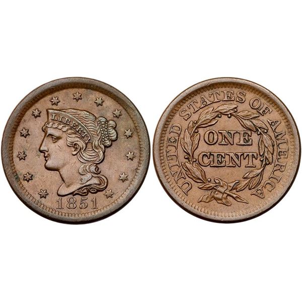 Trio of 1851 Cents grading VF25