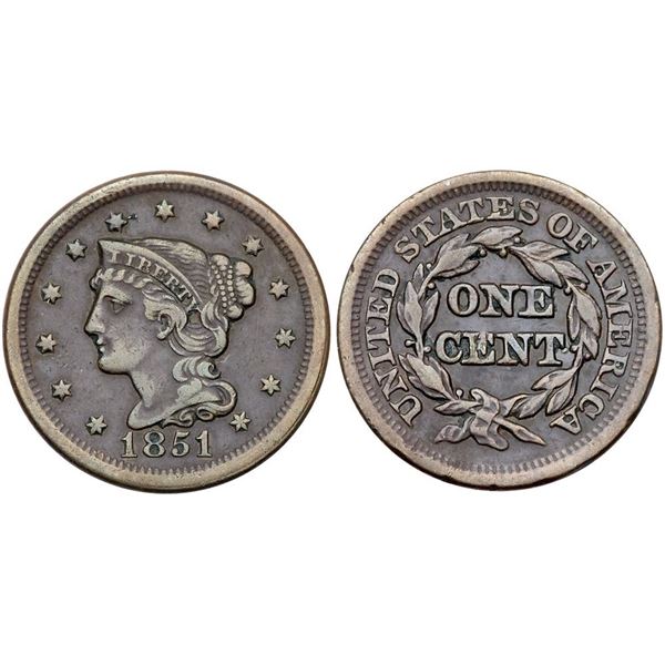Quartet of 1851 Cents grading VF20