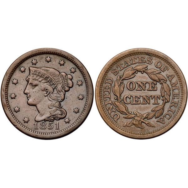 Trio of 1851 & 1852 Cents grading VF25