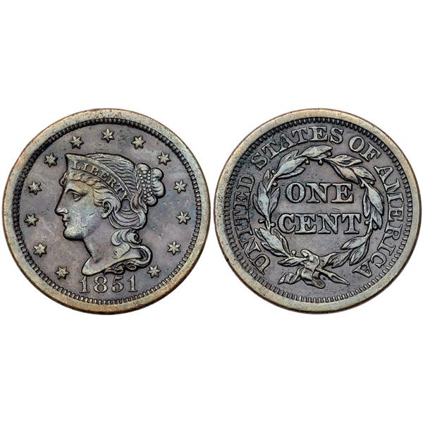 Trio of 1851 & 1852 Cents grading VF25