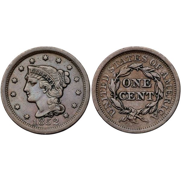 Trio of 1852 Cents grading VF25