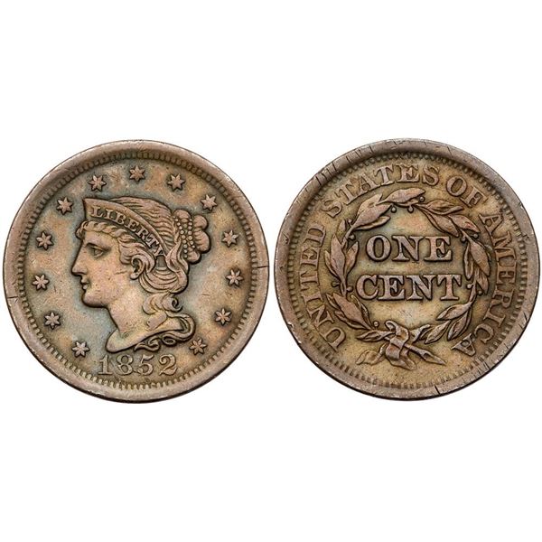 Trio of 1852 Cents grading VF25
