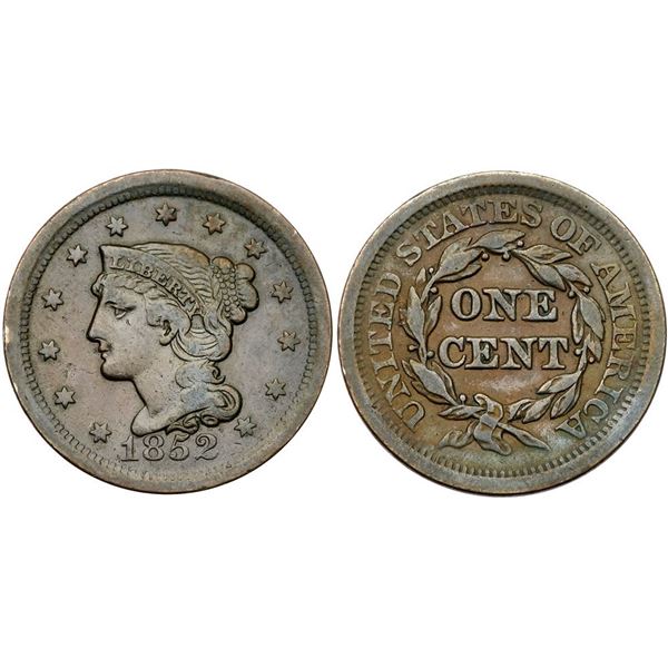 Group of Five 1852 & 1853 Cents grading F15