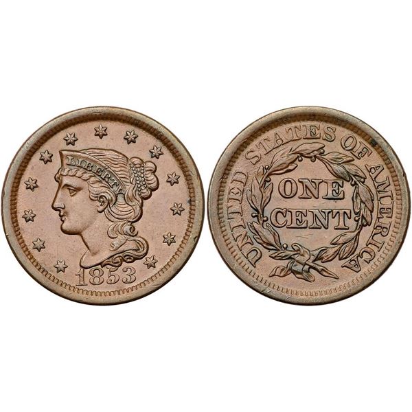 Pair of 1853 Cents grading EF45+